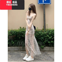 YIBUSHENG纯欲风开叉吊带连衣裙女绝美海边小裙子纱裙甜辣妹收腰包臀长裙