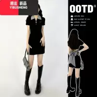 YIBUSHENG2024年新款辣妹法式黑色polo包臀连衣裙子女季设计感小众小妈裙