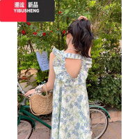 YIBUSHENGDIAMOND◆小飞袖设计感碎花裙露背温柔度假风出游吊带海边连衣裙