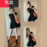 YIBUSHENG法式赫本风黑色连衣裙子女季2024年新款小个子收腰显瘦气质短裙