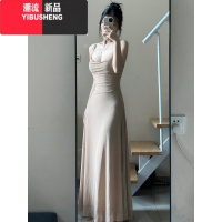 YIBUSHENG大码法式性感吊带连衣裙女高级感修身显瘦气质海边度假风沙滩长裙