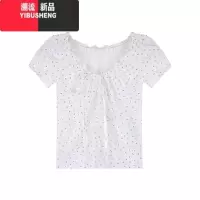 YIBUSHENG设计感别致木耳边系带短袖T恤女季纯欲风修身显瘦短款上衣ins潮
