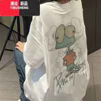 YIBUSHENG季多巴胺穿搭温柔上衣T恤女2023新款100宽松简约情侣短袖男