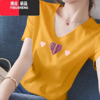 YIBUSHENG正肩短袖t恤女纯气时尚宽松打底衫早春ins潮牌v领大码上衣