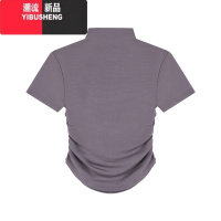 YIBUSHENG短款修身黑色半高领内搭打底衫女季辣妹设计感紧身短袖t恤上衣