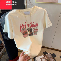 YIBUSHENG2024季新款短袖t恤女宽松时尚欧货百搭洋气减龄显瘦上衣ins