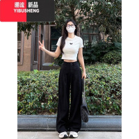 YIBUSHENG美式正肩蝴蝶短袖t恤女季2024新款设计感小众修身辣妹短款上衣