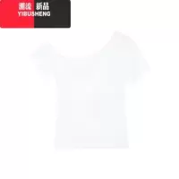 YIBUSHENG设计感露肩显瘦修身短袖T恤女季性感辣妹短款小众斜肩黑色上衣