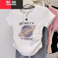 YIBUSHENG2024潮酷街头百搭情侣装男女同款印花短袖T恤ins新款宽松显瘦