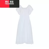 YIBUSHENG法式泡泡袖系带抽绳连衣裙女装季白色收腰仙女裙A字裙