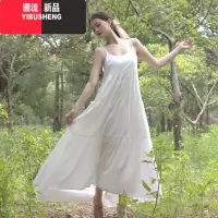 YIBUSHENG海边宽松法式长裙度假沙滩季吊带三亚连衣裙旅游背心旅行女罩衫