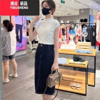 YIBUSHENG半高领打底针织衫薄款短袖T恤女港风2024新款时尚气质上衣