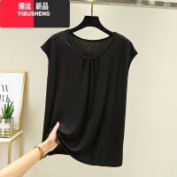 YIBUSHENG季宽松妈妈装莫代尔T恤女薄款圆领背心外穿上衣大码胖mm打底衫