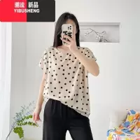 YIBUSHENG棉绸上衣女2024季新薄款宽松显瘦韩版短袖胖mm大码人造棉T恤衫
