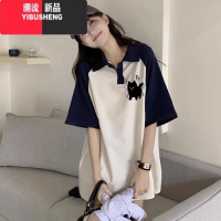 YIBUSHENG美式复古插肩POLO领短袖T恤女设计感小众宽松显瘦半袖体恤上衣