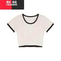 YIBUSHENG纯欲风设计感小众短袖T恤女季辣妹修身显瘦短款露脐别致ins上衣