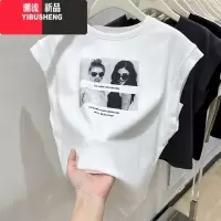 YIBUSHENG宽松显瘦无袖上衣女季2024新款小飞袖坎肩背心白色t恤女潮