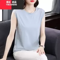 YIBUSHENG无袖t恤女装2024季新款洋气背心体恤衫大码胖mm宽松上衣服