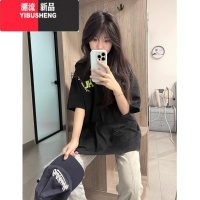 YIBUSHENG国潮牌情侣装短袖t恤女2024新款美式高街季宽松设计感小众上衣