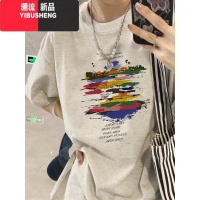 YIBUSHENG潮牌正肩短袖t恤女2024新款设计感小众复古美式宽松半袖上衣