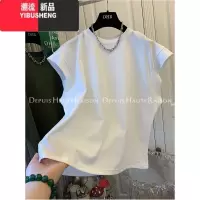YIBUSHENG飞飞袖t恤女季韩版宽松设计感小众无袖体恤坎肩背心上衣潮