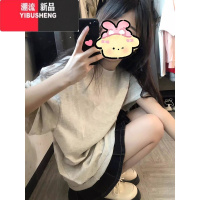 YIBUSHENG美式复古正肩短袖t恤女2024新款季宽松潮牌设计感上衣