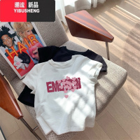 YIBUSHENG白色t恤女正肩短袖2024独特别致上衣季新款修身显瘦体恤衫