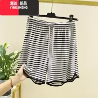 YIBUSHENG莫代尔休闲短裤女季外穿薄款运动裤大码宽松高腰条纹居家睡裤