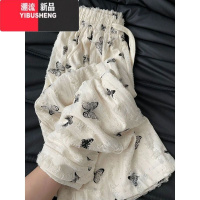 YIBUSHENG烫钻蝴蝶印花休闲裤女季小个子高腰垂感宽松显瘦遛弯阔腿长裤子