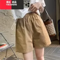 YIBUSHENG日系工装短裤女季薄款外穿宽松显瘦高腰休闲裤松紧腰五分阔腿裤