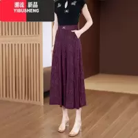 YIBUSHENG新款高腰显瘦大码阔腿裤女季中老年国风女裤宽松休闲裤妈妈裙裤