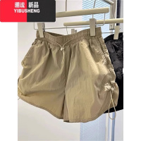 YIBUSHENG韩版看运动休闲裤女季宽松抽绳设计感休闲百搭直筒阔腿短裤