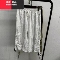 YIBUSHENG欧美CO 多袋休闲裤女 3色阔腿七分裤 55麻+45棉 宽松凉爽