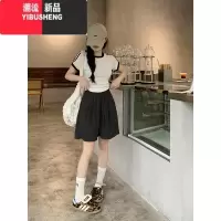 YIBUSHENG纯色甜美舒适休闲裤女季2024新款松紧腰抽绳阔腿裤百搭山本短裤