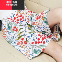 YIBUSHENG绵绸短裤女睡裤薄款人造棉沙滩裤衩可外穿大码休闲裤宽松家居裤