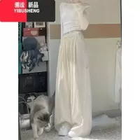 YIBUSHENG奶芙杏色山本裤子女季轻薄垂坠感休闲裤宽松阔腿遛弯肌理感长裤