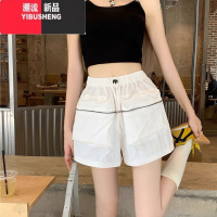 YIBUSHENG美式薄款冰丝速干工装短裤女季外穿设计感高腰显瘦阔腿休闲裤潮