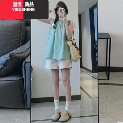 YIBUSHENG白色工装短裤女季薄款2024新款宽松显瘦休闲小个子棉麻运动短裤
