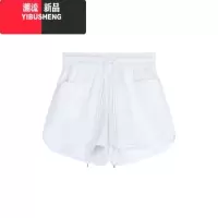 YIBUSHENG设计感烫钻热裤百搭休闲裤女装2024季松紧腰阔腿裤短裤