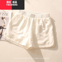 YIBUSHENG2024春新款韩版百搭洋气多色亮丝短裤宽松休闲显瘦高腰阔腿裤女