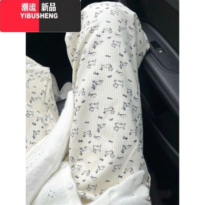YIBUSHENG2024可爱狗狗冰丝阔腿裤女季薄款新款宽松垂感小个子直筒休闲裤