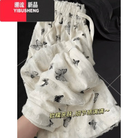 YIBUSHENG大码季高腰梨形身材直筒休闲裤女胖mm显瘦破洞蝴蝶烫钻阔腿长裤