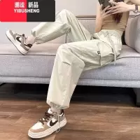 YIBUSHENG速干工装裤女季薄款美式潮流伞兵裤宽松松紧腰抽绳运动休闲裤