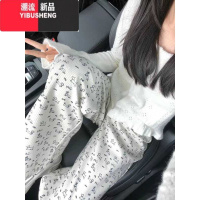 YIBUSHENG冰丝阔腿裤女2024新款季薄款裤子休闲裤高腰显瘦碎花直筒运动