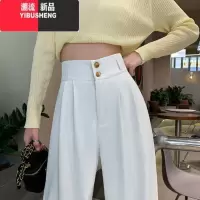 YIBUSHENG美拉德窄版西装休闲裤女春季新款垂感高腰直筒裤宽松显瘦阔腿裤
