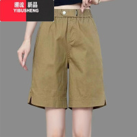 YIBUSHENG直筒高腰短裤女季新款宽松大码胖mm小个子外穿五分休闲裤子