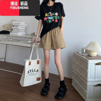 YIBUSHENG棉麻工装短裤女季薄款韩版高腰小个子休闲裤宽松显瘦a字阔腿裤