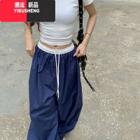 YIBUSHENG美式高街运动工装裤女款季慵懒松弛感裤子小个子拼色宽松休闲裤