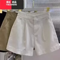 YIBUSHENG卡其色休闲西装短裤女季新款梨形身材宽松显瘦大码高腰阔腿热裤