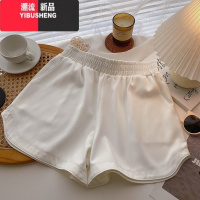 YIBUSHENG松紧高腰纯色阔腿短裤女春2023年新款韩版显瘦百搭外穿休闲裤
